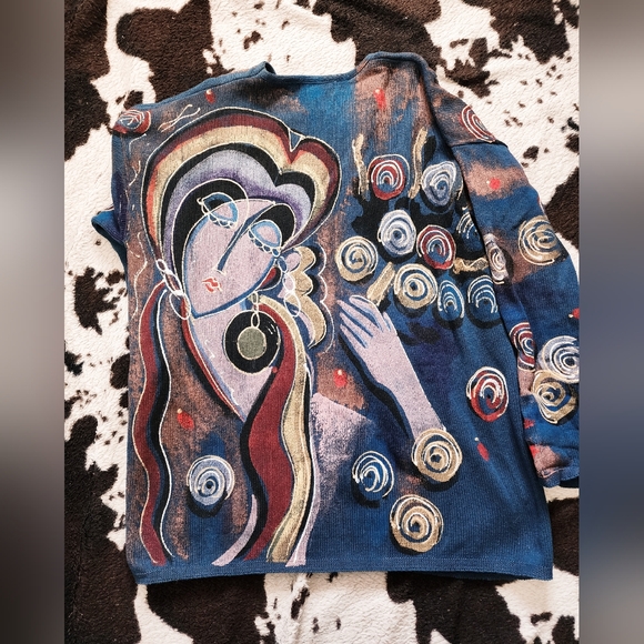 "KOLORWAY" WOMEN'S 80'S/90'S HAND PAINTED SWEATER - MULTI - Picture 4 of 4